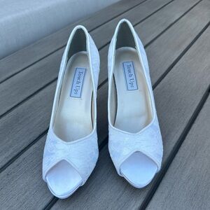 White lace wedding heels